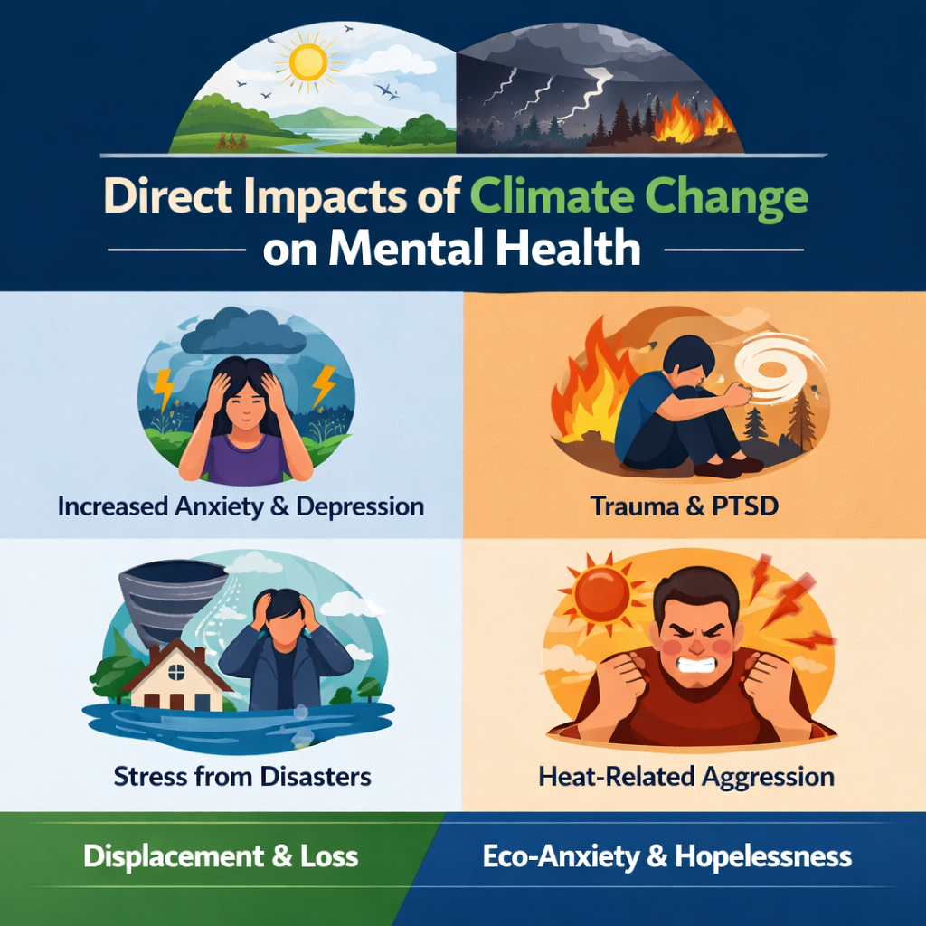 Direct impacts of climate change on mental health